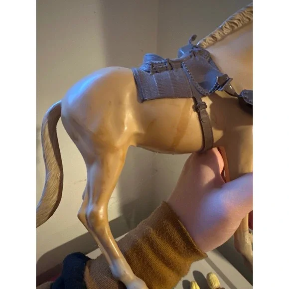 Vintage Marx Toys Johnny West Jane West Figures and Horse Lot Blue Western Style - Picture 10 of 13